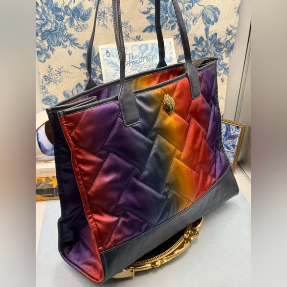 🆕 KURT GEIGER LONDON 🧿 NWOT Recycled Square Shopper Tote Bag, Ombre Rainbow - Picture 2 of 16